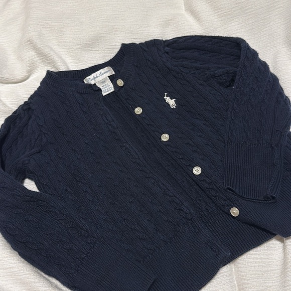 Ralph Lauren Navy Blue Cable Knit Cardigan - Picture 1 of 2